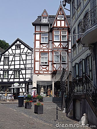 Timberframe houses in Monschau, Germany Stock Photo