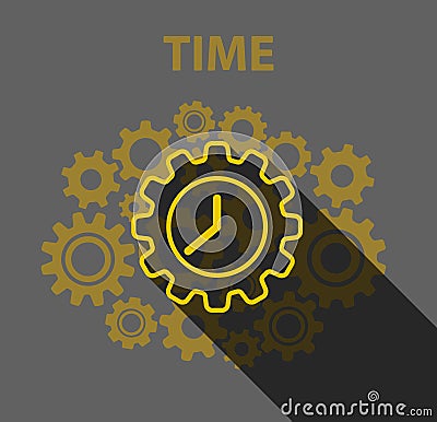 Time abstract concept flat design, clock and gears Vector Illustration