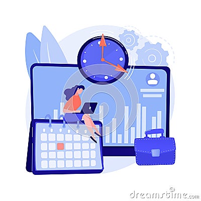 Time and attendance tracking system abstract concept vector illustration. Vector Illustration