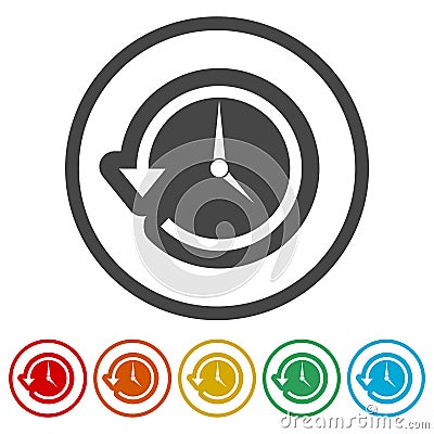 Time back icon, History icon, 6 Colors Included Vector Illustration