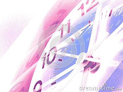 Pink and purple time background with clock faces and hands Stock Photo