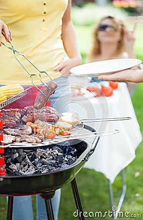 Time for barbecue in a garden Stock Photo