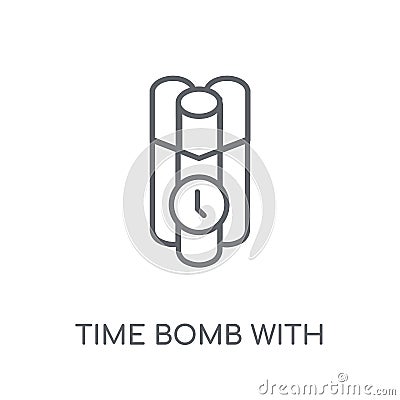 Time Bomb with Clock linear icon. Modern outline Time Bomb with Vector Illustration