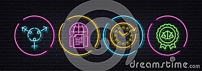 Time change, Internet documents and Genders minimal line icons. For web application, printing Vector Stock Photo