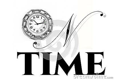 On time clock chain words letters exact accurate isolated in white background - 3d rendering Stock Photo