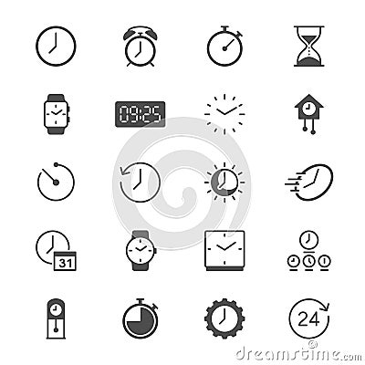 Time and clock flat icons Vector Illustration