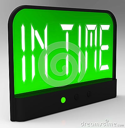 In Time Clock Means Punctual Or Not Late Stock Photo
