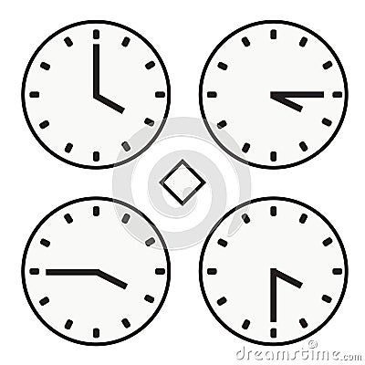 Time clock round watch hour four quoter half icon simple vector Vector Illustration