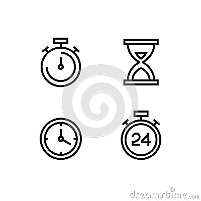 Time and clock vector icon set on a white background Vector Illustration