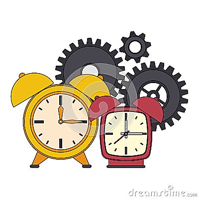 Time clocks watch alarm cartoon Vector Illustration