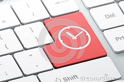 Time concept: Clock on computer keyboard background Stock Photo