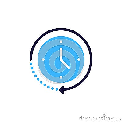 Time cycle icon with clock and circular arrow. Vector illustration symbol for time management, deadlines, and continuous process Vector Illustration