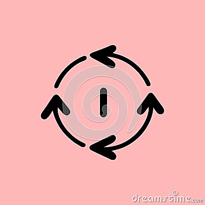 Time Cycle Icon: Circular Arrow & Clock Symbol Vector Vector Illustration