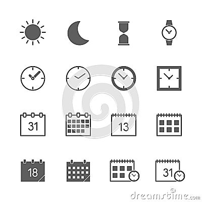 Time date icons set Vector Illustration