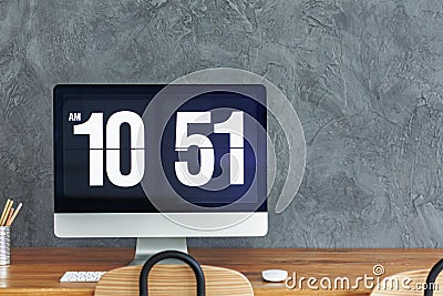 Time display on desktop Stock Photo