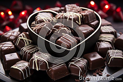 Time frozen heart chocolates unwrapping in monochrome, valentine, dating and love proposal image Stock Photo