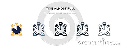 Time almost full icon in different style vector illustration. two colored and black time almost full vector icons designed in Vector Illustration