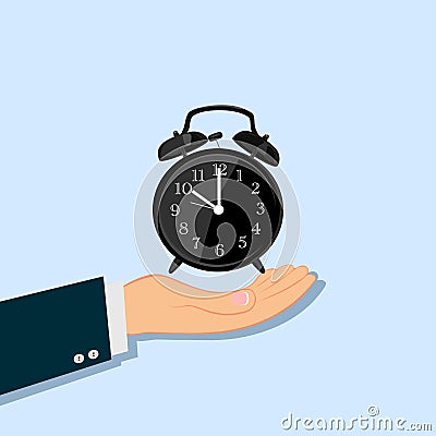 Time and hands of business people, concept of time spent in doing business Vector Illustration