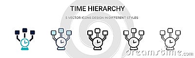 Time hierarchy icon in filled, thin line, outline and stroke style. Vector illustration of two colored and black time hierarchy Vector Illustration
