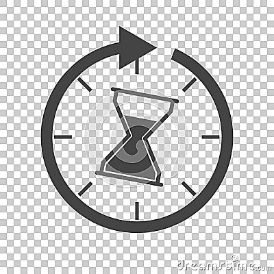 Time icon. Flat vector illustration with hourglass on isolated b Vector Illustration