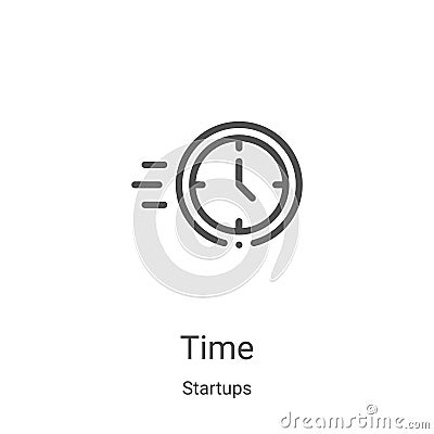 time icon vector from startups collection. Thin line time outline icon vector illustration. Linear symbol for use on web and Vector Illustration