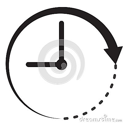 Time icon on white background. flat style. clock icon for your web site design, logo, app, UI. time left symbol. clock and arrow Vector Illustration