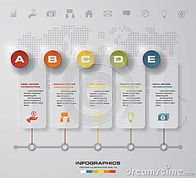 Time line description. 5 steps timeline infographic for business design Vector Illustration