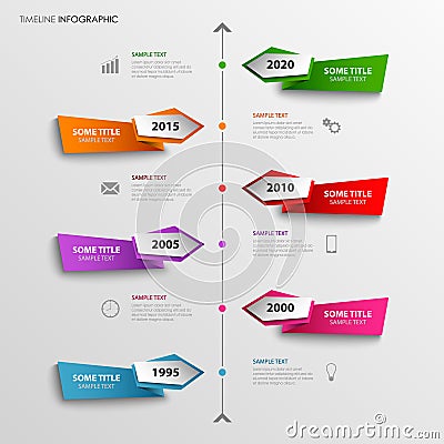Time line info graphic with abstract colored indicators Vector Illustration