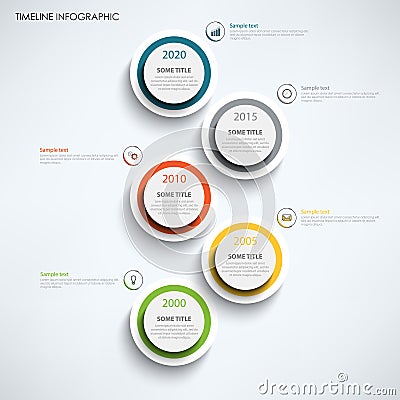 Time line info graphic with large design color circles template Vector Illustration