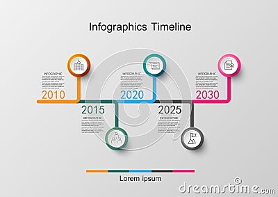 Time line infographic and icons design template. Vector Illustration