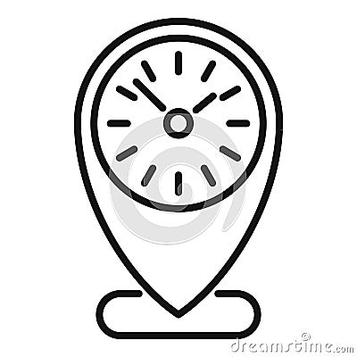 Time location control icon outline . Work clock Stock Photo