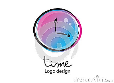 Time logo. Alarm, clock icon, vector illustration. Flat design, web icon Vector Illustration