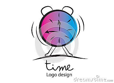 Time logo. Alarm, clock icon, vector illustration. Flat design, web icon Vector Illustration