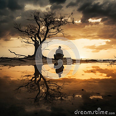 time, loneliness, reflections on life, An elderly person feeling lonely Stock Photo