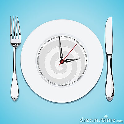 The time lunch, cutlery, dish knife and fork Vector Illustration