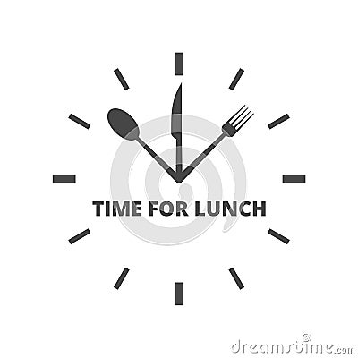 Time for lunch isolated sign Stock Photo