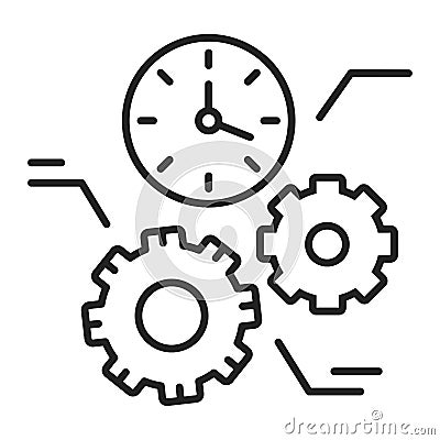 Time management black line icon. Process of planning and exercising conscious control of time spent on specific activities. Stock Photo