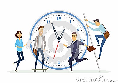 Time management in a company - modern cartoon people characters illustration Vector Illustration