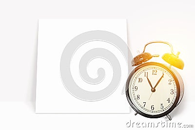 Time management concept. analog vintage black clock Stock Photo