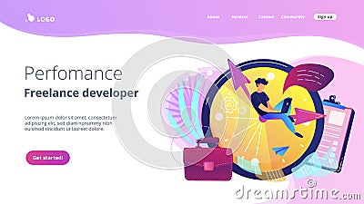 Time management concept landing page. Vector Illustration