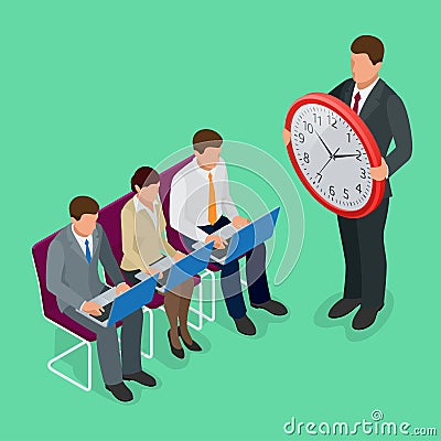 Time management concept planning, organization, working time concept. Flat 3d vector isometric illustration. Vector Illustration