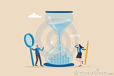 Time management or employee timesheet analysis, time tracking efficiency or productivity, working hour or project schedule concept Vector Illustration