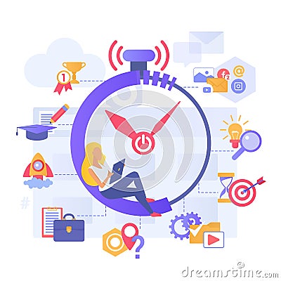 Time management flat vector illustration Vector Illustration