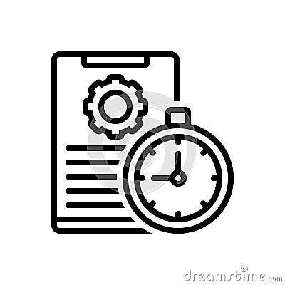 Black line icon for Time Management, organize and document Stock Photo