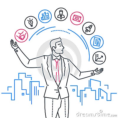 Time management - line design style illustration Vector Illustration