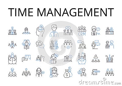 Time management line icons collection. Goal setting, Task scheduling, Project planning, Prioritization technique Vector Illustration
