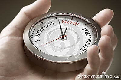 Time management. Living in the present moment. Psychology Concept Stock Photo