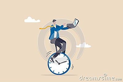 Time management, manage to finish project within deadline, productivity or efficiency to finish work, speed and urgency concept, Vector Illustration