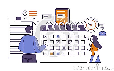Time management and organization of tasks vector Vector Illustration