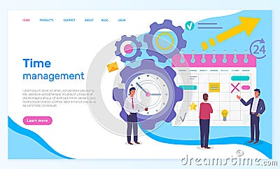 Time management, organizing effective time, website concept, planning dates, business meetings Vector Illustration